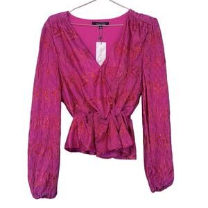Strut & Bolt Fuchsia Red Peplum Blouse - Size Small